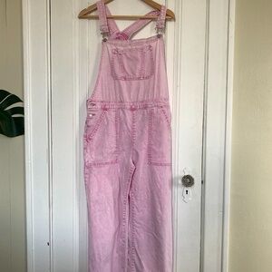 Girls pink wide leg overalls